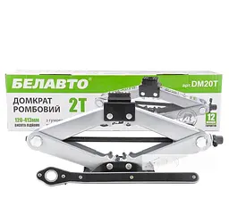 Домкрат механічний ромбоподібний з трещеткой Белавто 2 т / 120-413 мм / гумова подушка (DM20T) - мініатюра 3