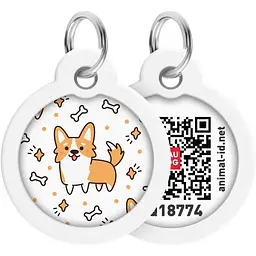 Адресник для собак і котів Waudog Smart ID з QR паспортом, Коргі, M, діаметр 30 мм