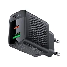 Сітчасте зарядне пристрій ACEFAST A78 PD20W GaN (USB-A+USB-C) charger чорний - мініатюра 2