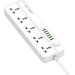 Мережевий зарядний пристрій подовжувач LDNIO SC5614 6 USB 5 розеток 2m білий