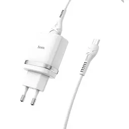 Зарядний пристрій Hoco C12Q USB QC 18W білий + кабель USB to MicroUSB - мініатюра 3