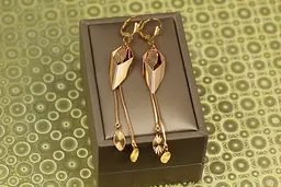Сережки Xuping Jewelry підвіски об'ємний ромб 8.5 см золотисті