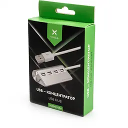 Концентратор Vinga USB 2.0 to 4*USB2.0 metal (VCPH2USB4) - мініатюра 4