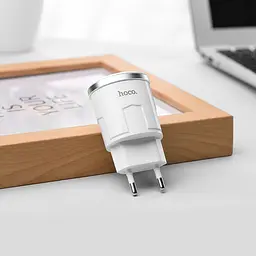 Адаптер мережевий Hoco Thunder C38A на 2 порти USB-A блок живлення білий - мініатюра 5