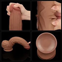 Фалоімітатор LoveToy Sliding-Skin Dual Layer Dong King Sized 31 см коричневий - мініатюра 20