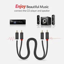 Міжкомпонентний аудіо-кабель Ugreen AV104 2RCA to 2RCA Audio Cable 30747 (Чорний, 1м) - мініатюра 4