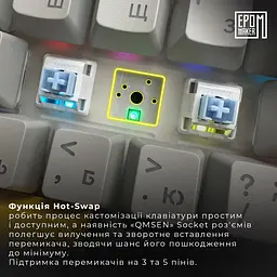 Клавіатура Epomaker AK820 Pro Flying Fish White механічна бездротова (AK820-PRO-W-FF) - мініатюра 12