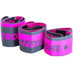 Набір тканинних гумок MadMax MFA-305 Hiploop для фітнесу та спорту 3 шт. Grey/Pink (MFA-305-3set)