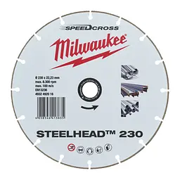 Диск алмазний Speedcross STEELHEAD 230 MILWAUKEE, діаметр 230мм, (метал, неіржавка сталь) - мініатюра 2