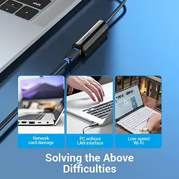 Перехідник Vention USB 3.1 Type-C Ethernet RJ45 1000Mb Gigabit чорний - мініатюра 7