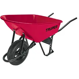 Тачка будівельна Truper з посиленою пневматичною шиною 16" 100 л червона Promo (CAT-60NDPR)