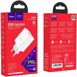 МЗП Hoco C80A Plus Rapido PD20W + QC3.0 charger ( EU ) White - мініатюра 4