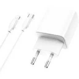 МЗП Borofone BA67A PD20W+QC3.0 (1USB-A/1C) + кабель Type-C to Lightning Білий