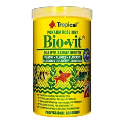 Сухий корм для акваріумних риб Tropical в пластівцях Bio-Vit 1 л для травоїдних риб