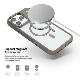 Чехол Apple iPhone 17 Pro Max, Unit MagSafe, серый, прозрачный, магсейф, противоударный, магнитный, панель-накладка с поддержкой MagSafe, с поддержкой беспроводной зарядки, TPU+PC, защита всего корпуса, ударопрочный, ArmorStandart (ARM86301) - мініатюра 4