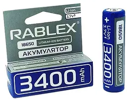 Акумуляторна батарея 18650 3400мAч літій-іонний акумулятор із захистом від перезаряду та перерозряду Rablex Li-ION 3.7V 1 шт