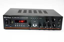 Підсилювач звуку Bluetooth 4,0 USB/SD/FM/MP3 50W+50W 2х канальний з пультом стереопідсилювач для колонок з караоке 220V та 12V UKC 333BT - мініатюра 6