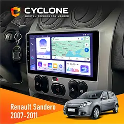 Штатна магнітола Renault Sandero 2007-2011 Cyclone C9-011 4x64, DSP Cyclone (НФ-00007114)