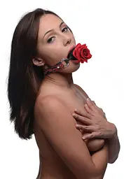 Кляп з кулькою Master Series Eye-Catching Ball Gag With Rose: Естетика БДСМ та романтичне домінування - мініатюра 7