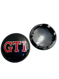 Ковпак колеса Volkswagen GTI червоний чорний пластик 1 шт 65 мм OEM 3b7601171 (ковпачок, заглушка)