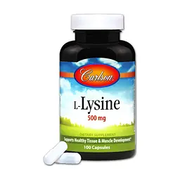Амінокислота Carlson Лізин 500мг, L-Lysine, 100 капсул (CL6881)