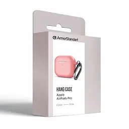 Силіконовий чохол для навушників Apple AirPods Pro, Hang Case, рожевий, ультратонкий захисний кейс товщиною 2 мм, захист від подряпин, пилу та ударів, компактний, з карабіном для кріплення, ArmorStandart (ARM56054) - мініатюра 8