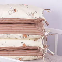 Захисна подушка-борт MirSon Kids Time 18-0009 Happy Hipos, бежева, 4 шт. - мініатюра 3