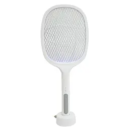 Електрична мухобойка Multifunction Electric mosquito Swatter Біла, ракетка від комарів із док станцією (ST) - мініатюра 2