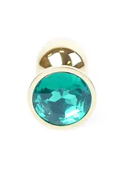 Анальна пробка - Jewellery Gold Plug Green - мініатюра 4