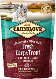 Сухий корм для стерилізованих кішок Carnilove Fresh з коропом і фореллю 400 г
