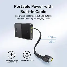 УМБ Baseus EnerFill Bipow2 Pro 20000mAh QC+PD 22.5W Black (E0027701) - мініатюра 7