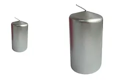 Свічка стовпчик срібна 5×15 см
