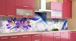 Кухонний фартух Абстрактний едельвейс ПВХ 60х250 см самоклеючий Абстракція Синій Happy Pocket Z184001 - мініатюра 3