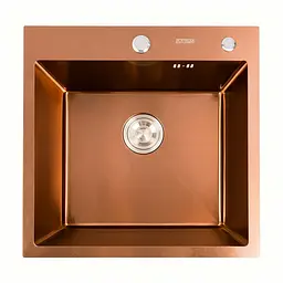 Кухонна мийка Platinum Handmade PVD мідь 500x500x220 (3,0/1,5 мм корзина та дозатор в комплекті), Теплый закат