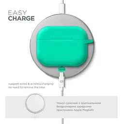 Силіконовий чохол для навушників Apple AirPods Pro 3, Hang Case, бірюзовий, ультратонкий захисний кейс товщиною 2 мм, захист від подряпин, пилу та ударів, компактний, з карабіном для кріплення, ArmorStandart (ARM88277) - мініатюра 7