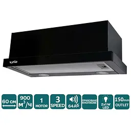 Витяжка Ventolux Garda 60 BK (900) LED - мініатюра 5