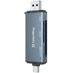 Зчитувач флеш-карт ColorWay USB 2.0/USB-C to CF/SD/MicroSD (CW-CR-01)
