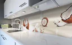 Вініловий кухонний фартух Кокосове молоко наклейка для кухні ПВХ кокоси Фрукти Бежевий Happy Pocket Z181415 - мініатюра 6