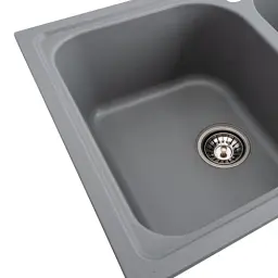 Кухонна мийка Platinum 7950 Equatoria гранітна глянцева з кріпленням 79x50 см сірий металік (000035796) - мініатюра 6