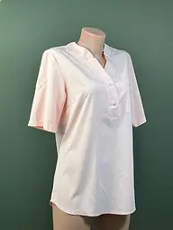 Жіноча сорочка Shahizada P-9 ніжно-рожева, легка блуза з коротким рукавом і кишенею - мініатюра 2