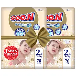 Подгузники на липучках Goo.N Premium Soft размер 2(S) 3-6 кг доу-пак 140 шт.