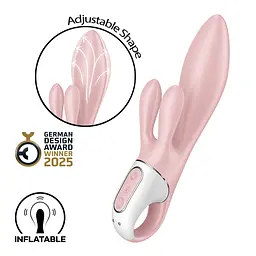 Вібратор-кролик надувний Satisfyer Air Pump Bunny 3, 12 режимів, подвійний відросток - мініатюра 1