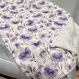 Покривало вафельне євро L&M Home Textiles 20585 200×230 см біле з фіолетовим