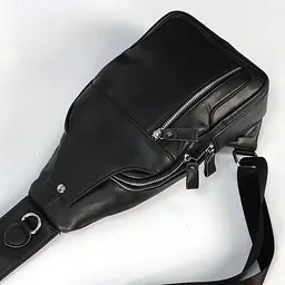 Чоловічий слінг Tiding Bag FL-N2-4004A із гладкої шкіри чорного кольору. - мініатюра 7