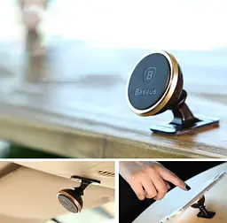 Автомобільний тримач холдер Baseus 360° Adjustable Magnetic Phone Mount SUCX140015 Gold - мініатюра 2