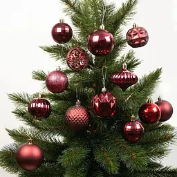 Ялинкові кулі та прикраси House of Seasons пластикові 6/7 см 60 шт. бордові (8720967923762) - мініатюра 2