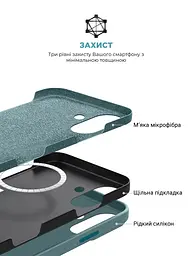 Силиконовый чехол с MagSafe для Apple iPhone 16 Plus, ICON2 MagCase, голубой, противоударный, панель с мягкой подкладкой, защита всего корпуса, поддержка беспроводной зарядки, совместим с защитными стеклами и пленками, ArmorStandart (ARM80189) - мініатюра 6