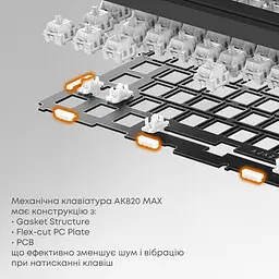 Механічна ігрова клавіатура Ajazz AK-820 MAX PLUS Wireless White RGB Day Dream Switch Hot-Swap 2.4G/Bluetooth/USB - мініатюра 9