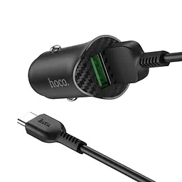 Автомобільний зарядний пристрій Hoco Z39 Farsighted dual port QC3.0 Car charger set (Type - C) Чорний - мініатюра 2