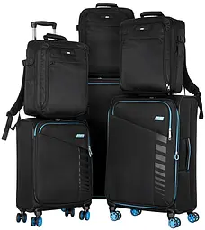 Набір валіз Trek (L+M+S) TSA 4 колеса + 3 рюкзаки Cabin (2E-BPET-CABIN-BK) поліестр чорний 2E sum0027642